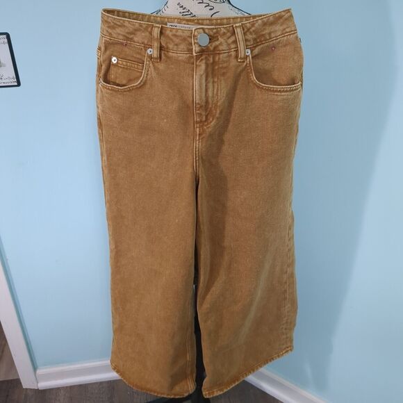 ASOS DENIM 30 tan brown Wide Leg High Rise Jeans Casual 26 - Picture 1 of 6